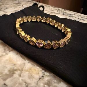 Lisa Gozlan Gold/pink hearts bracelet